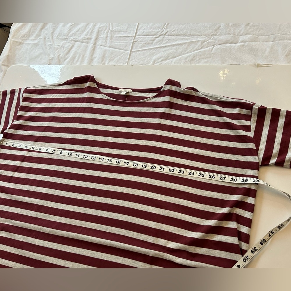 GAP T-Shirt Dress Burgundy and Light Gray Striped NWT - Picture 4 of 6